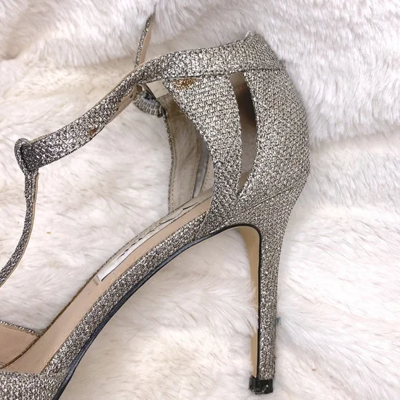 🌷Nina New York🌷 Silver Sparkle Classic Cocktail Heel Dance Sandals - Picture 7 of 7
